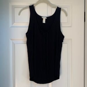 H&M Large Black Ribbed Lace-up Tank Top